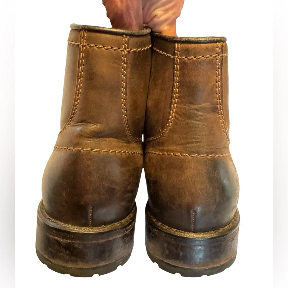 Cole Haan Grand OS Leather Boots Men 9 Brown Lace Up Distressed Workwear Rugged - Picture 10 of 16